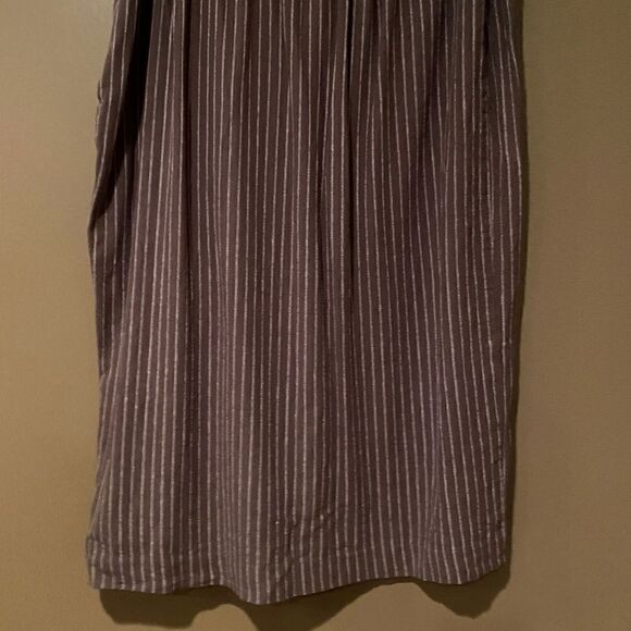 J Jill Miss Green Faux Wrap Skirt Size Medium Pin Stripes - Picture 8 of 9
